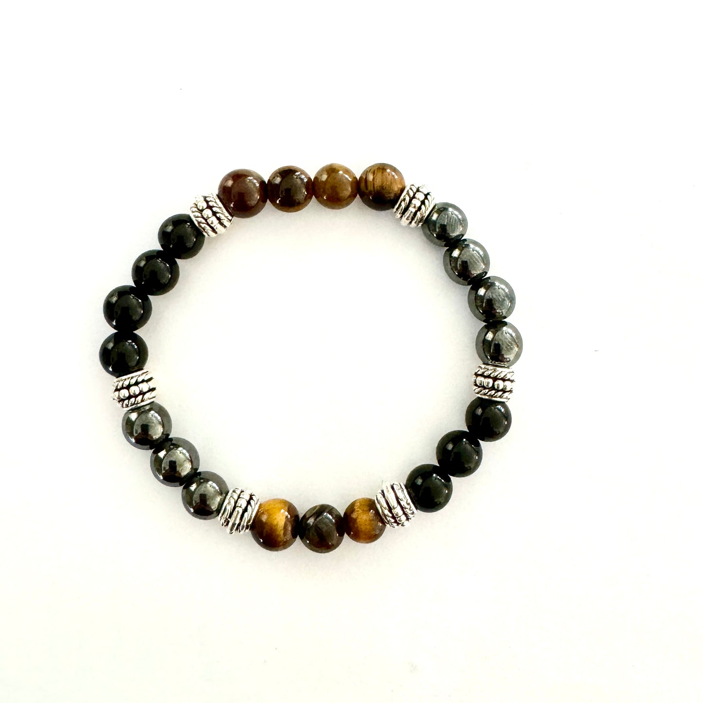 Triple Protection Bracelet Premium - Tigers Eye Hematite Black Obsidian crystal bracelet Australia