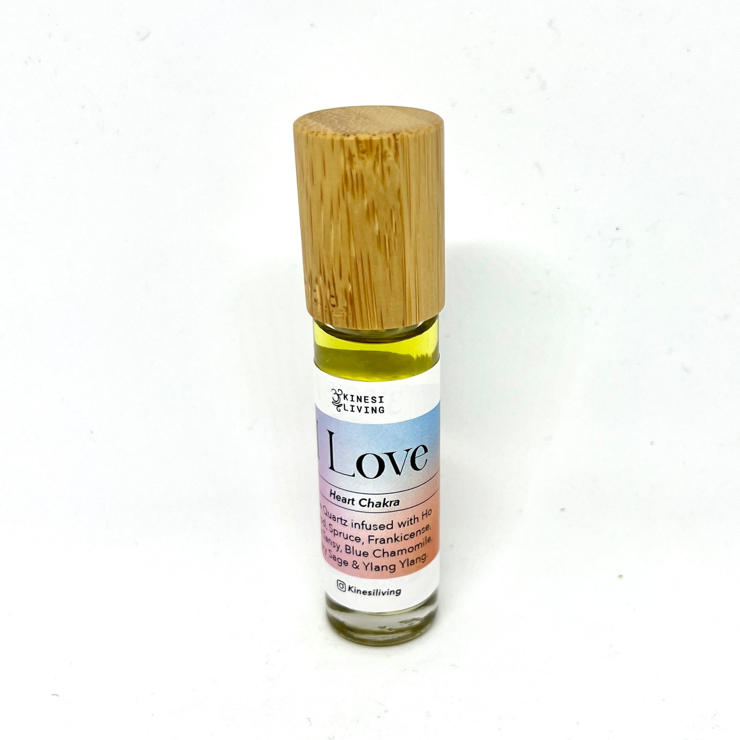 Heart Chakra essential oil roller 10ml Rose Quartz infused oil - love emotional balance support fourth chakra aromatherapy Australia EMK Practitioner