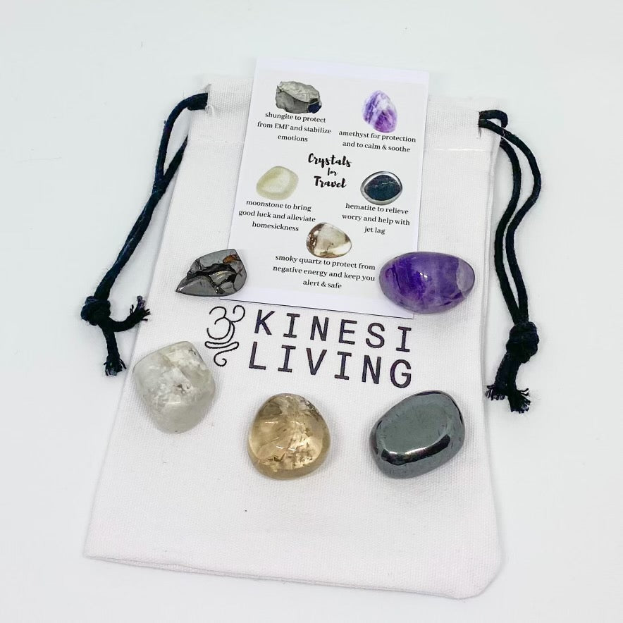 Travel Crystal Kit - Safe journey protection Shungite Amethyst Hematite Australia
