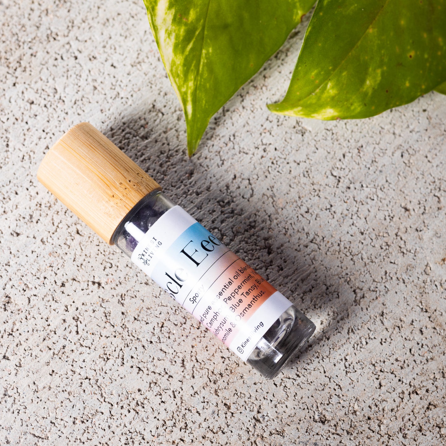 Muscle Eeez essential oil roller 10ml amethyst infused - natural muscle comfort recovery support Australia sports aromatherapy