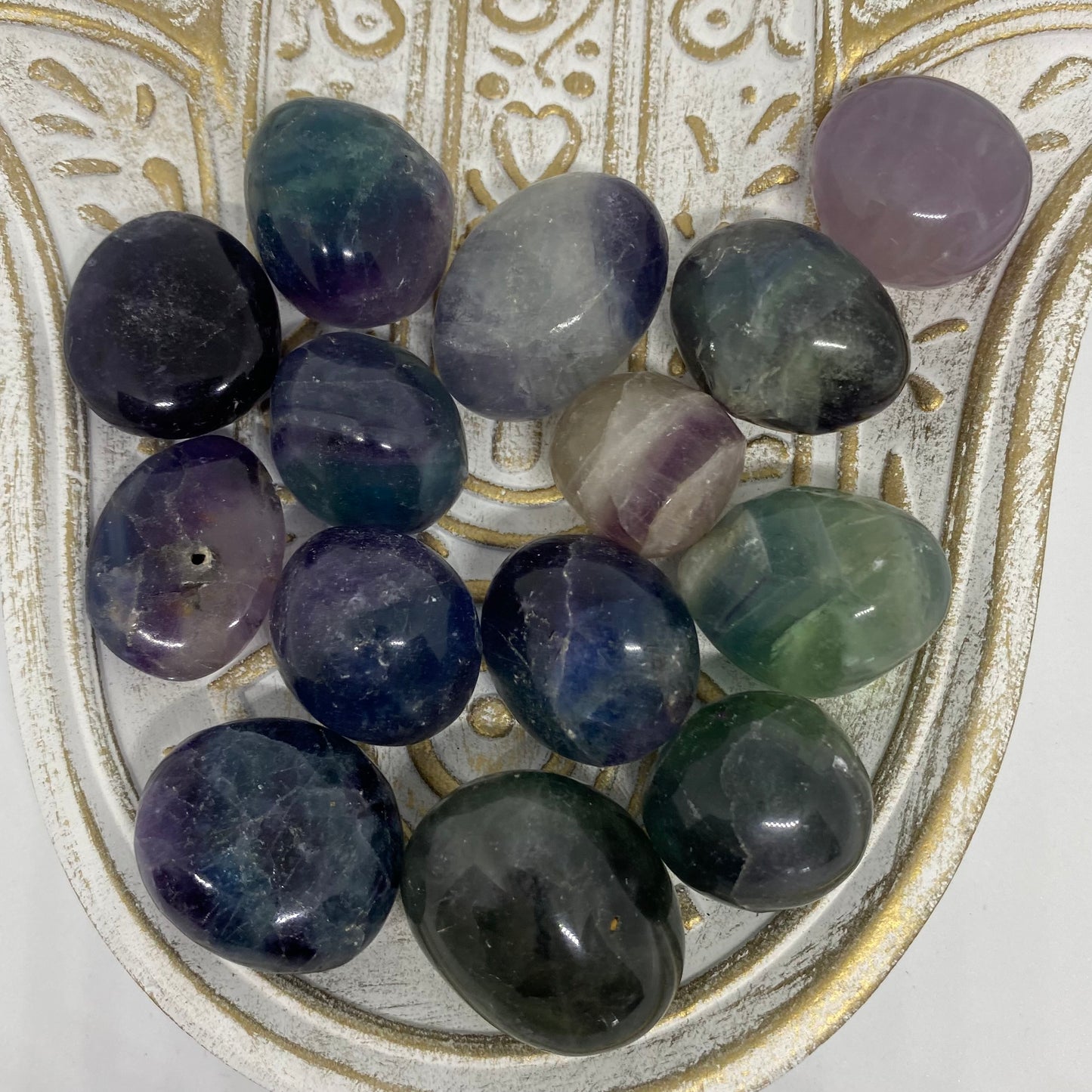 Multi-coloured Fluorite tumble gemstone