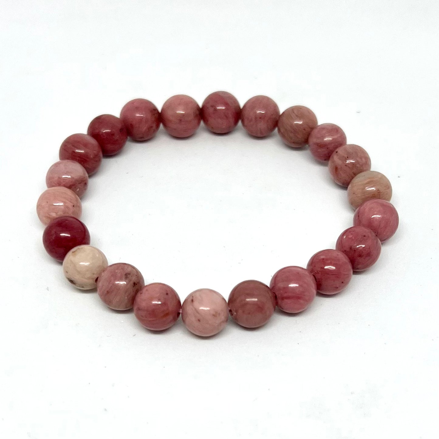 Rhodochrosite Bracelet 8mm beads - Unconditional love compassion crystal bracelet Australia