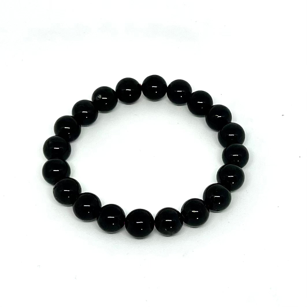 Black Tourmaline Bracelet 8mm beads - EMF protection grounding crystal bracelet Australia