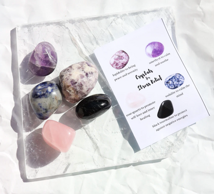 Calm Your Farm self-regulation Christmas crystal gift box with Sweary as Fuck deck, chakra journal, crystal pen and crystals for stress and anxiety