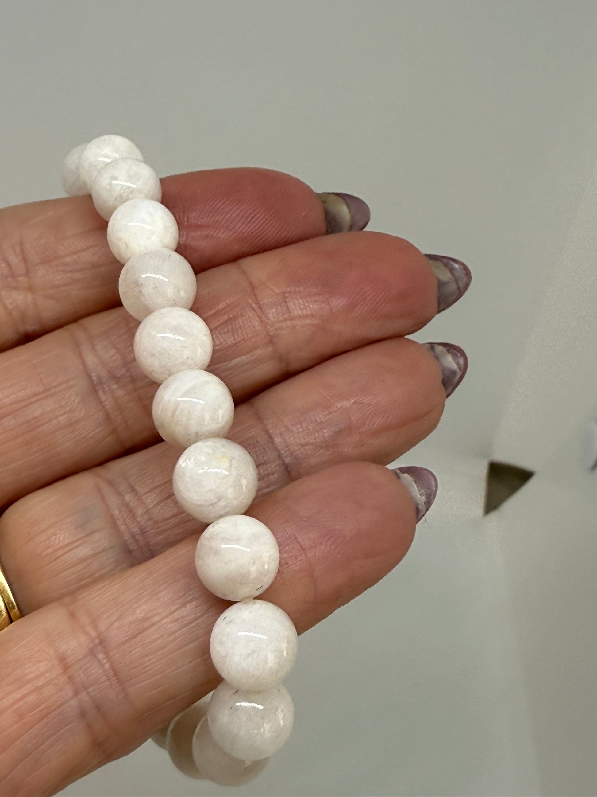 Selenite Bracelet 8mm beads - Cleansing spiritual growth crystal bracelet Australia