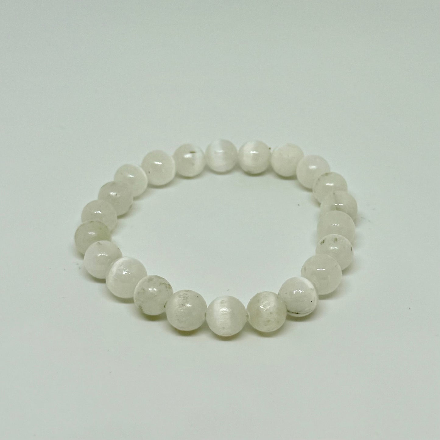Selenite Bracelet 8mm beads - Cleansing spiritual growth crystal bracelet Australia