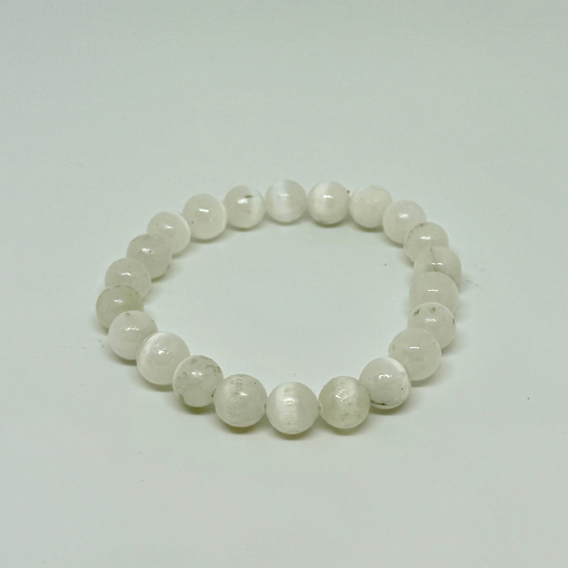 Selenite Bracelet 8mm beads - Cleansing spiritual growth crystal bracelet Australia
