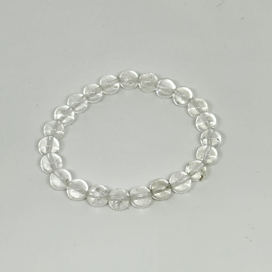  Clear quartz crystal bracelet on white background - healing energy jewelry Australia