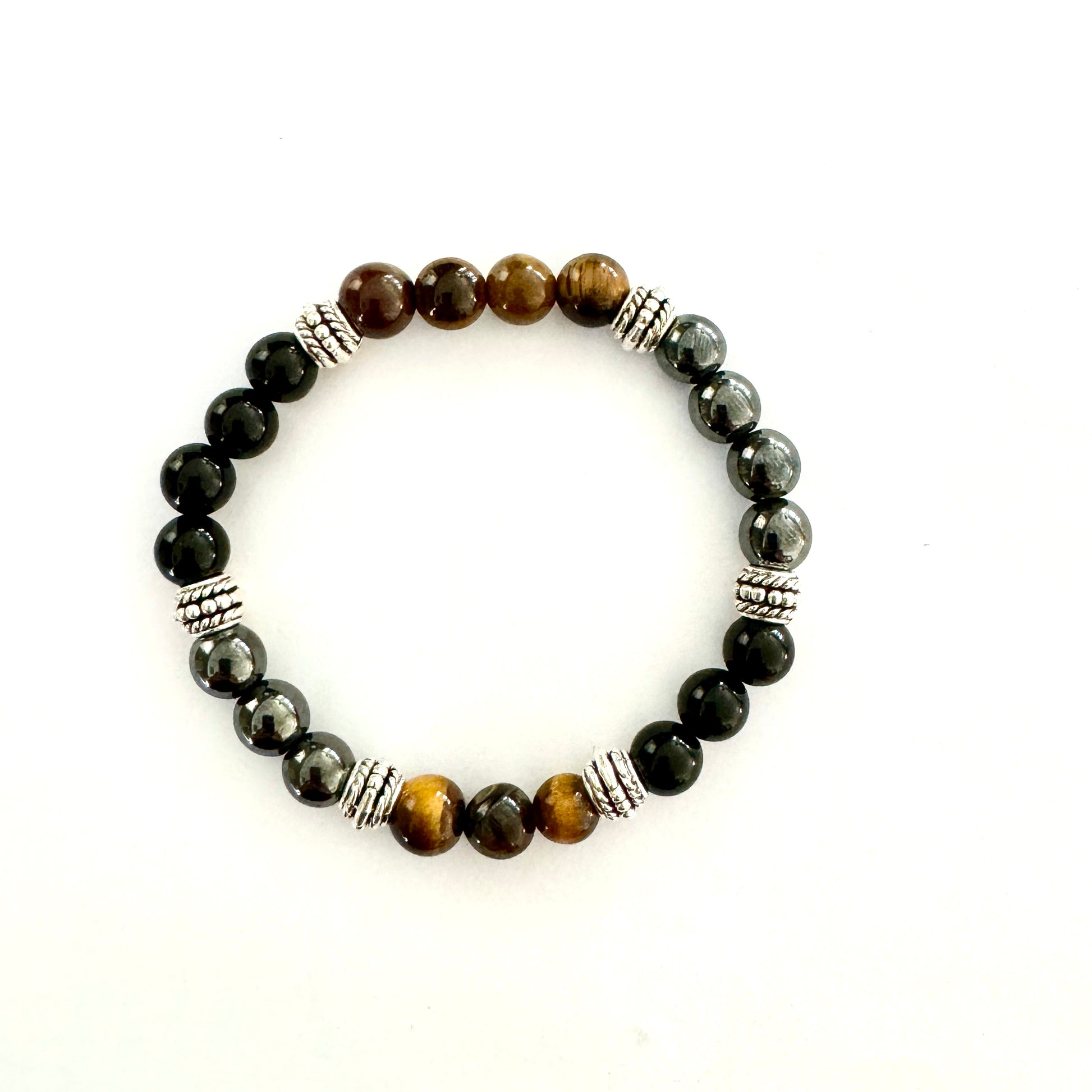 Triple Protection Bracelet Premium - Tigers Eye Hematite Black Obsidian crystal bracelet Australia