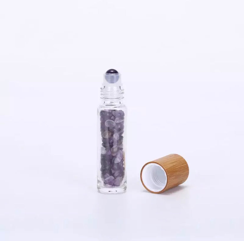 10ml crystal roller bottles for essential oils – amethyst – Kinesi Living DIY wellness