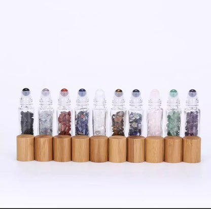Empty Crystal Roller Bottles 10ml - DIY Essential Oil Rollers - Glass Bottles with Crystal Chips - Australia