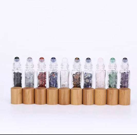 Empty Crystal Roller Bottles 10ml - DIY Essential Oil Rollers - Glass Bottles with Crystal Chips - Australia