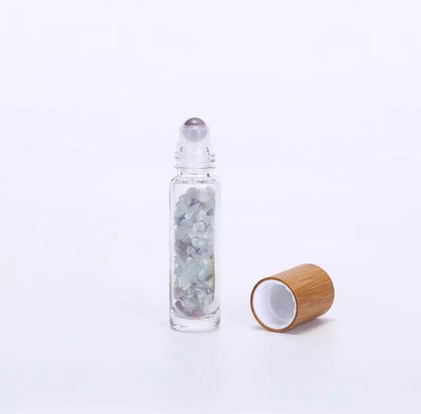 10ml crystal roller bottles for essential oils – fluorite – Kinesi Living DIY wellness