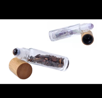 10ml crystal roller bottles for essential oils - Tigers eye and Fluorite