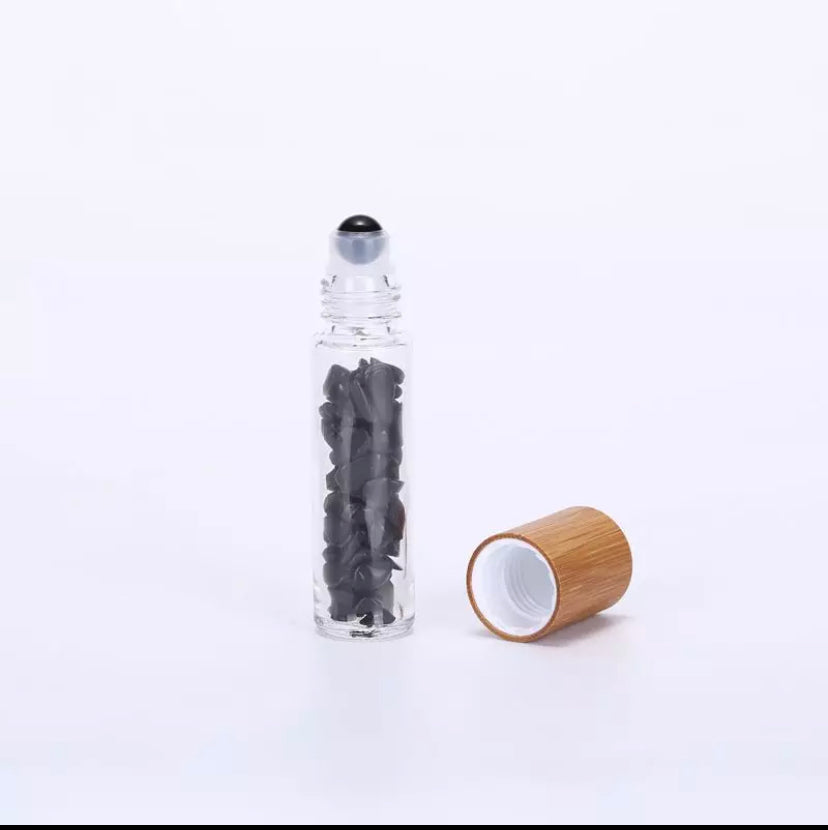 10ml crystal roller bottles for essential oils – black obsidian – Kinesi Living DIY wellness