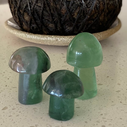 Small Green Flourite Mushroom Gemstones