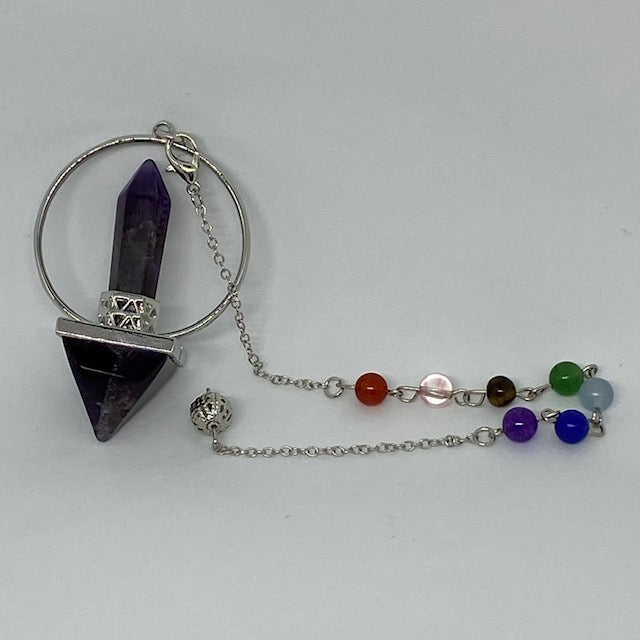 Amethyst Healing Crystal Pendulum with Chakra chain Accessories
