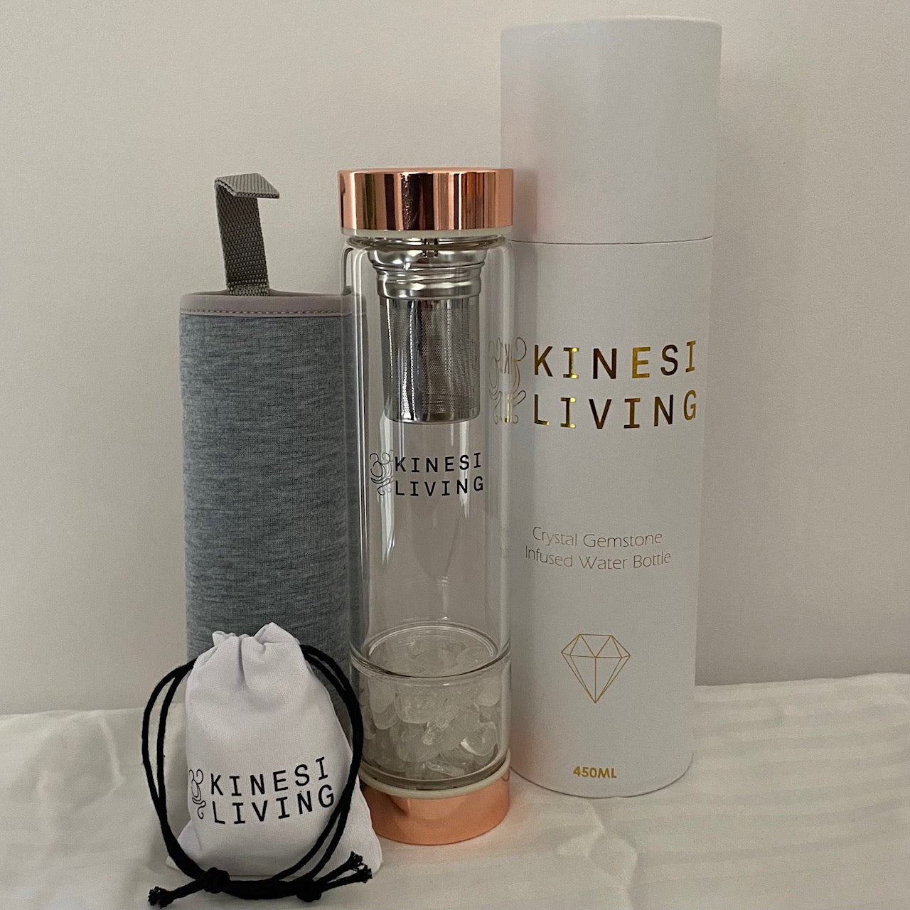 Clear Quartz Healing Crystal Infused Water Bottle