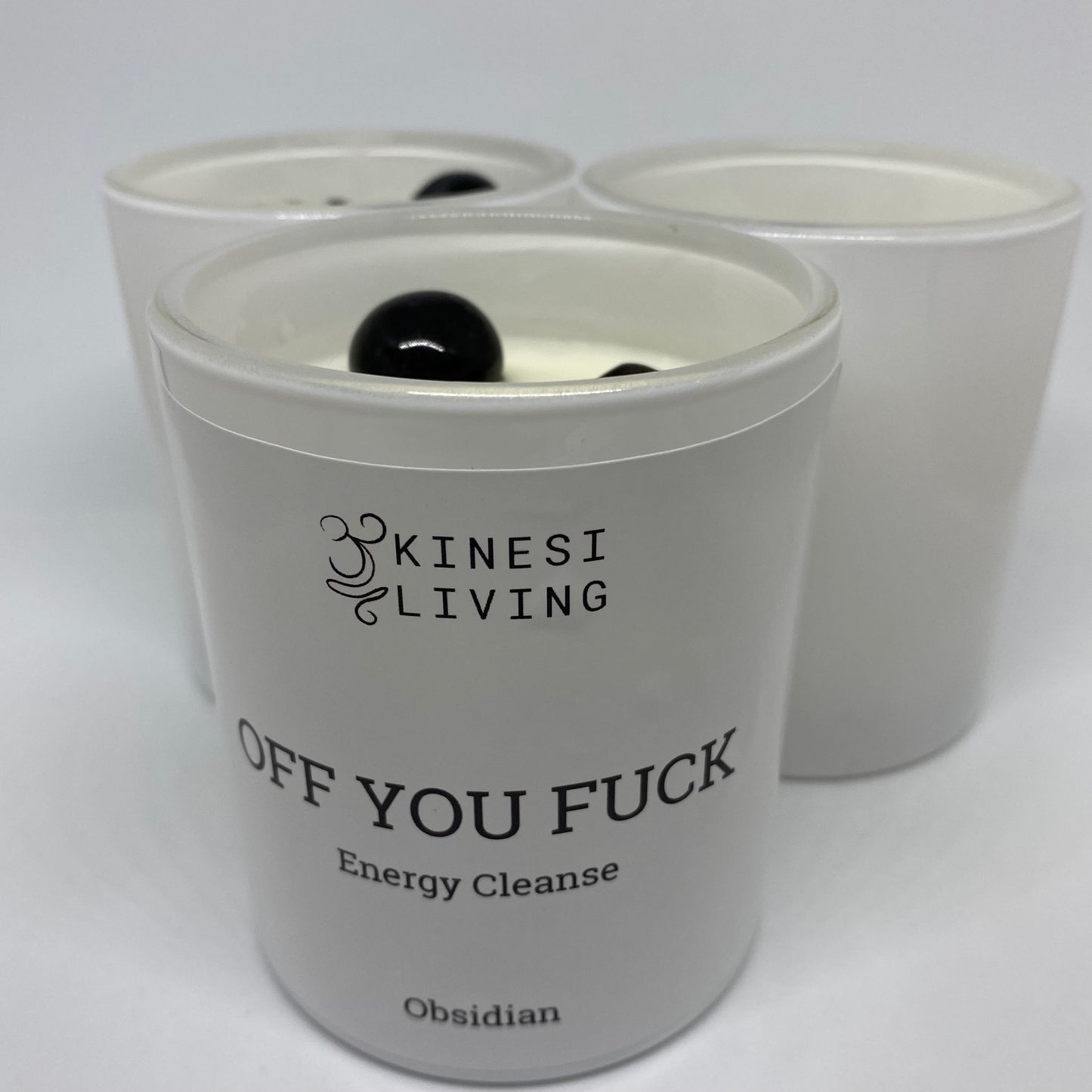 Off You Fuck Black Obsidian Crystal infused Candles