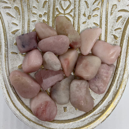 Pink opal glassy healing crystal and tumble gemstone