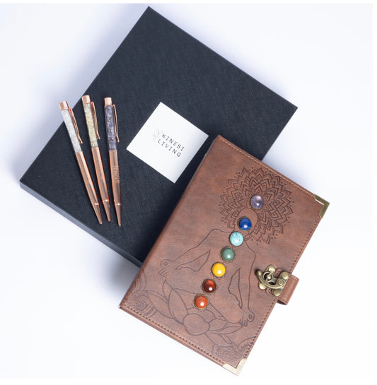 Journal with Chakra Stones & Crystal Pen