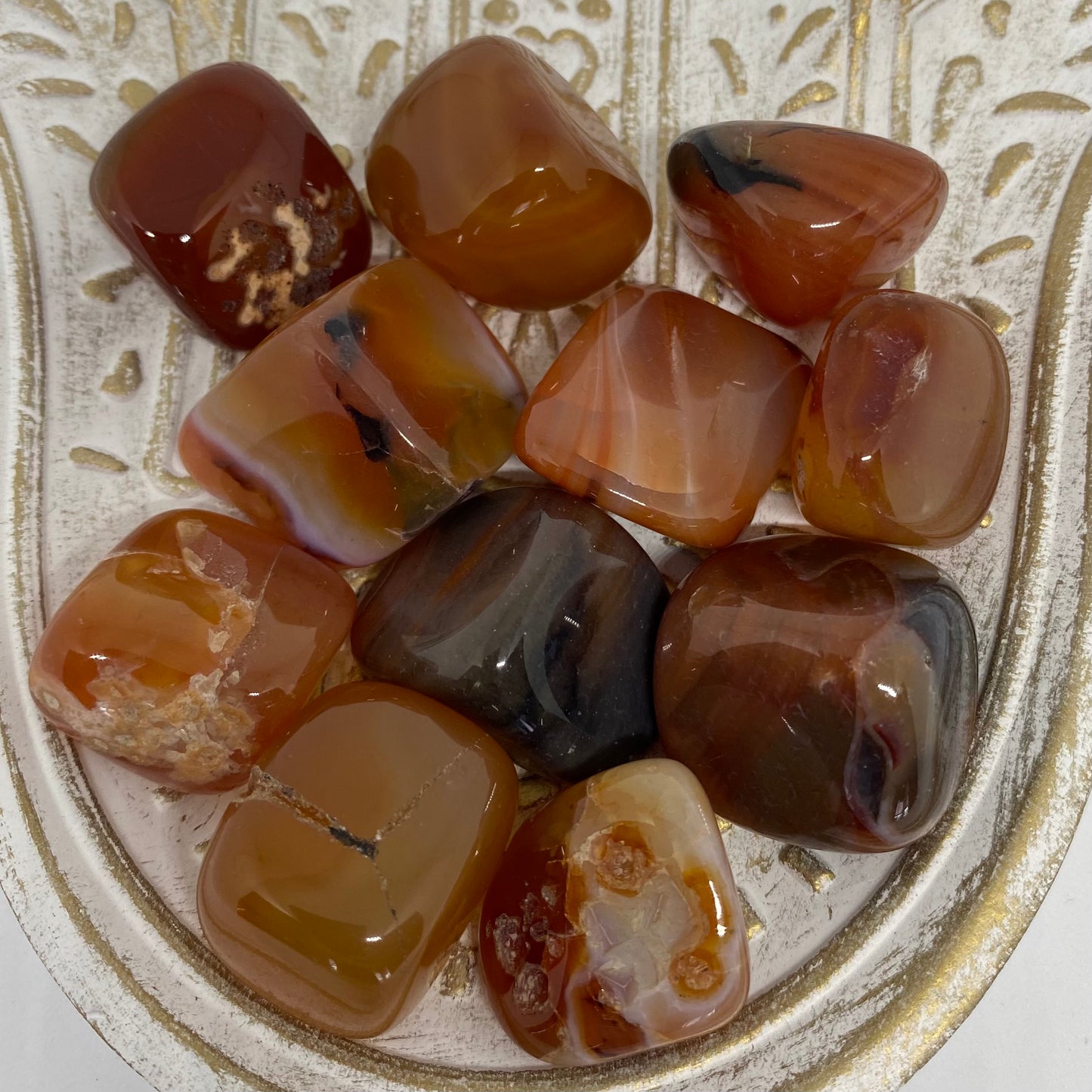 Carnelian healing crystal and tumble gemstones