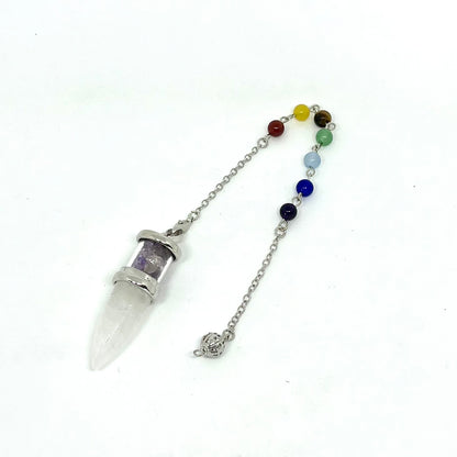 Clear Quartz with Amethyst Pendulum