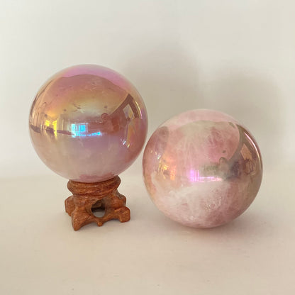 Aura Rose Quartz Crystal Sphere