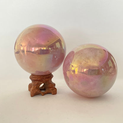 Aura Rose Quartz Crystal Sphere