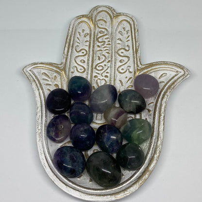 Multi-coloured Fluorite healing crystal tumble stone