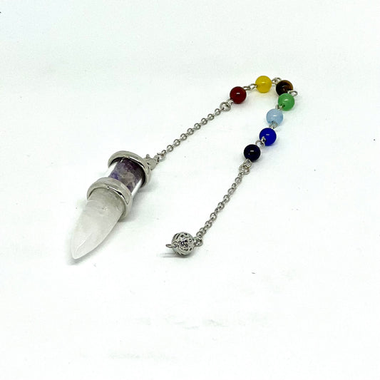 Clear Quartz with Amethyst Pendulum